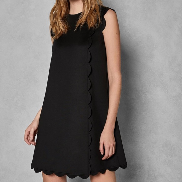 Ted Baker Women's Maroon Jasmint Scallop Overlay Shift Dress Size 1 US XS - Picture 14 of 16